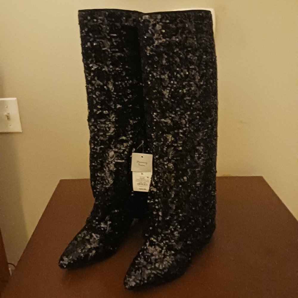 Elegant Black Sequin Women's Boots